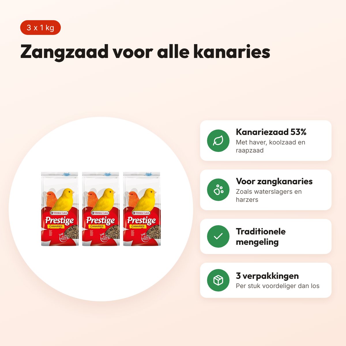 Versele-Laga Prestige zangzaad kanaries 1 kg – multipack 3 stuks – voordelen