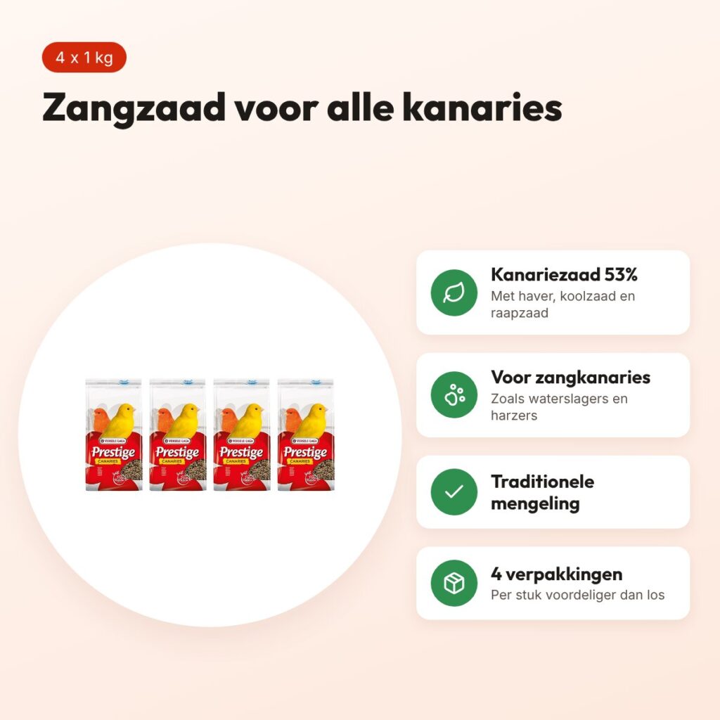 Versele-Laga Prestige zangzaad kanaries 1 kg – multipack 4 stuks – voordelen
