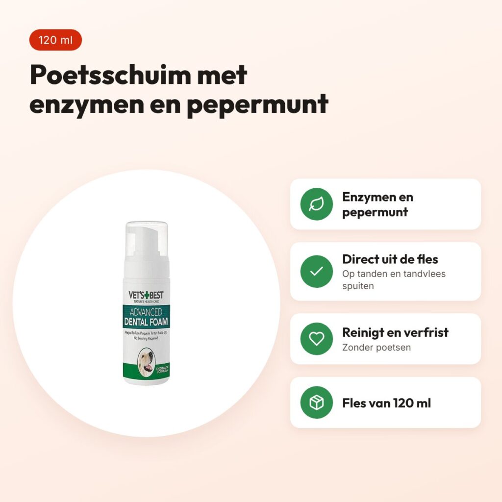 Vet's Best Advanced Dental Foam hond 120 ml – tandenreiniger – voordelen