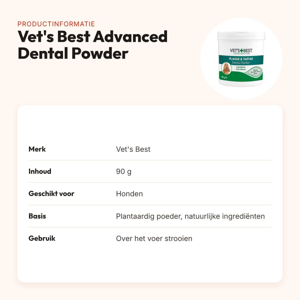Vet's Best Advanced Dental Powder hond 90 g – tandenreiniger – productinformatie