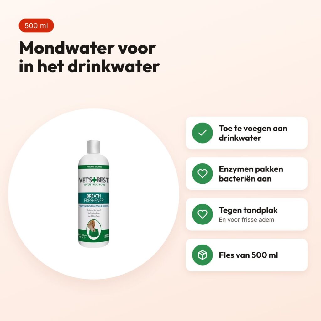 Vet's Best Breath Freshener hond 500 ml – mondwater met enzymen – voordelen