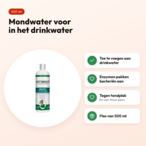 Vet's Best Breath Freshener hond 500 ml – mondwater met enzymen – voordelen