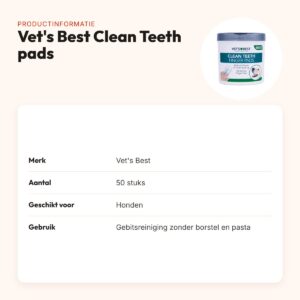Vet's Best Clean Teeth finger pads 50 stuks – gebitsreiniging hond – productinformatie