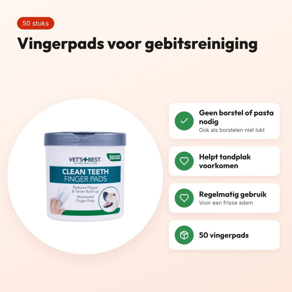 Vet's Best Clean Teeth finger pads 50 stuks – gebitsreiniging hond – voordelen