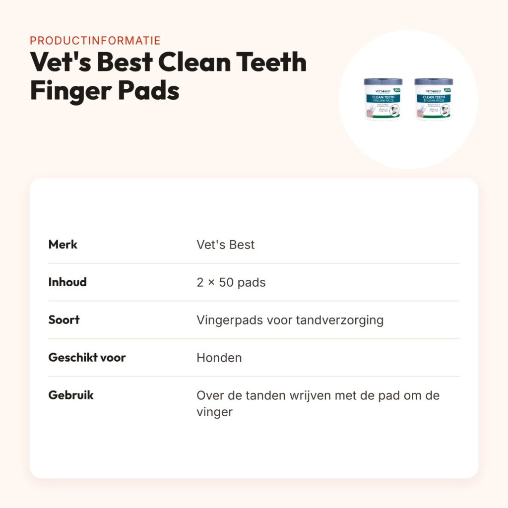 Vet's Best Clean Teeth Finger Pads hond 50 stuks – multipack 2 stuks – productinformatie