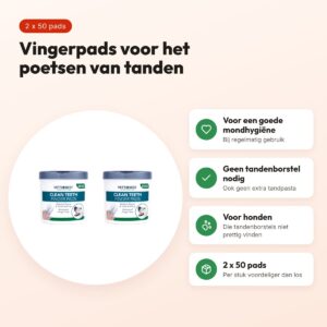 Vet's Best Clean Teeth Finger Pads hond 50 stuks – multipack 2 stuks – voordelen
