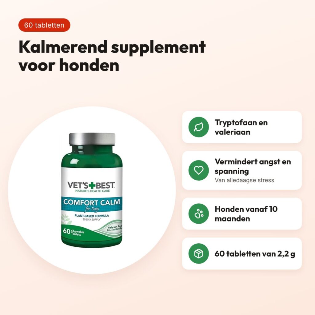 Vet's Best Comfort Calm 60 tabletten – kalmerend supplement voor honden – voordelen