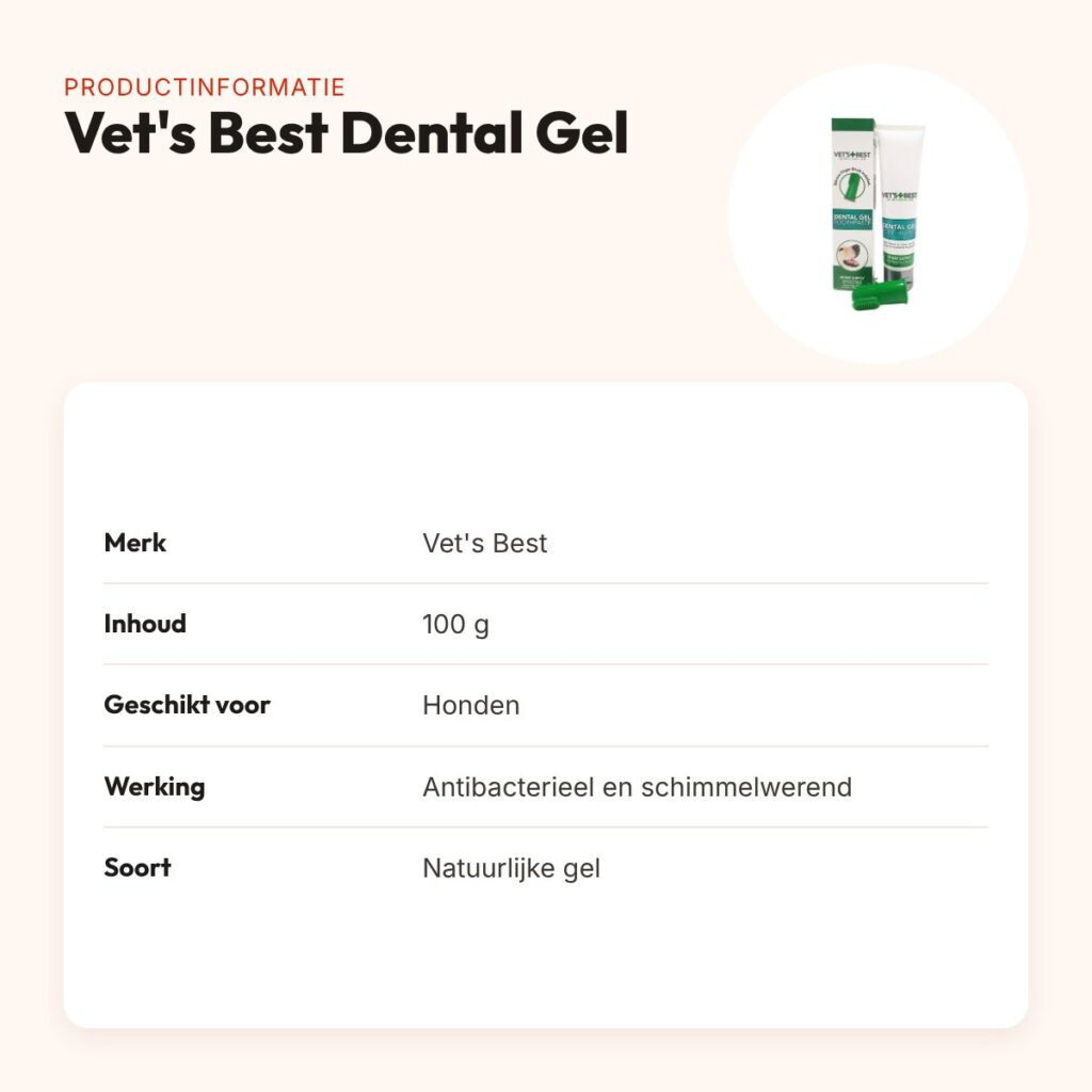 Vet's Best Dental Gel hond 100 g – antibacterieel – productinformatie