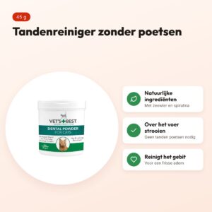 Vet's Best Dental Powder kat 45 g – tandenreiniger zonder poetsen – voordelen