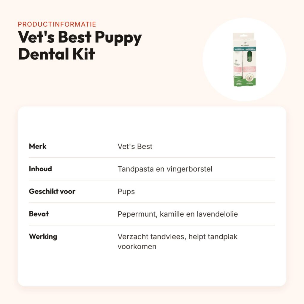 Vet's Best Puppy Dental Kit – tandpasta en vingerborstel voor pups – productinformatie