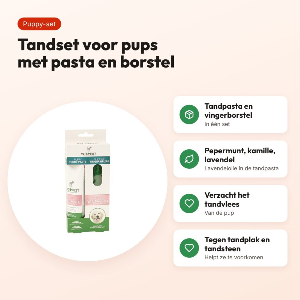Vet's Best Puppy Dental Kit – tandpasta en vingerborstel voor pups – voordelen