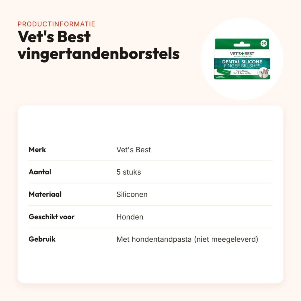 Vet's Best vingertandenborstels siliconen 5 stuks – voor honden – productinformatie