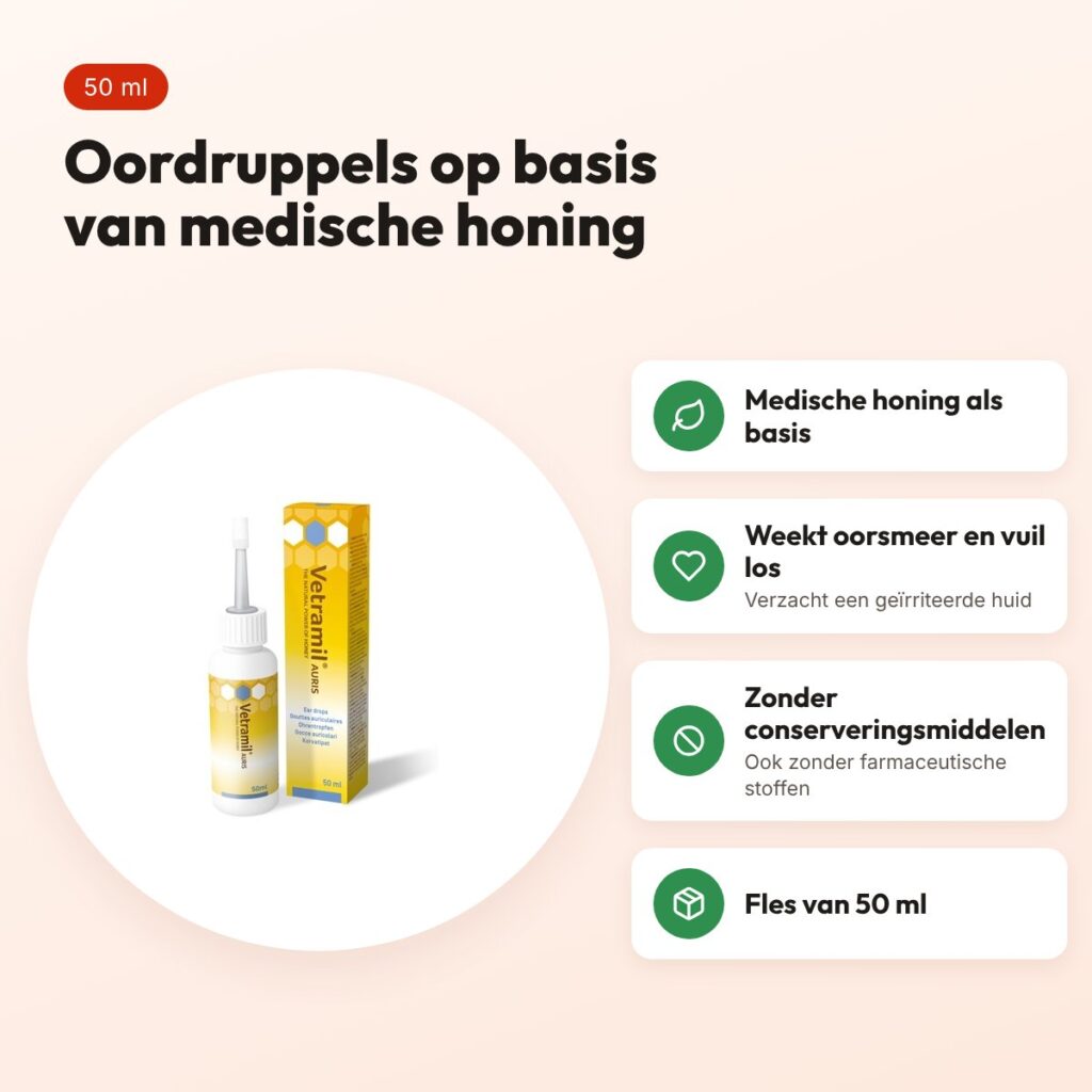 Vetramil Auris oordruppels 50 ml – op basis van medische honing – voordelen