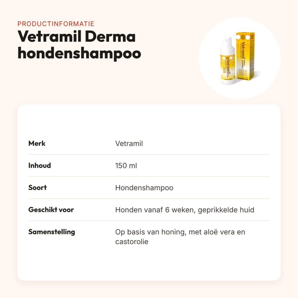 Vetramil Derma hondenshampoo 150 ml – honing en aloë vera, geprikkelde huid – productinformatie