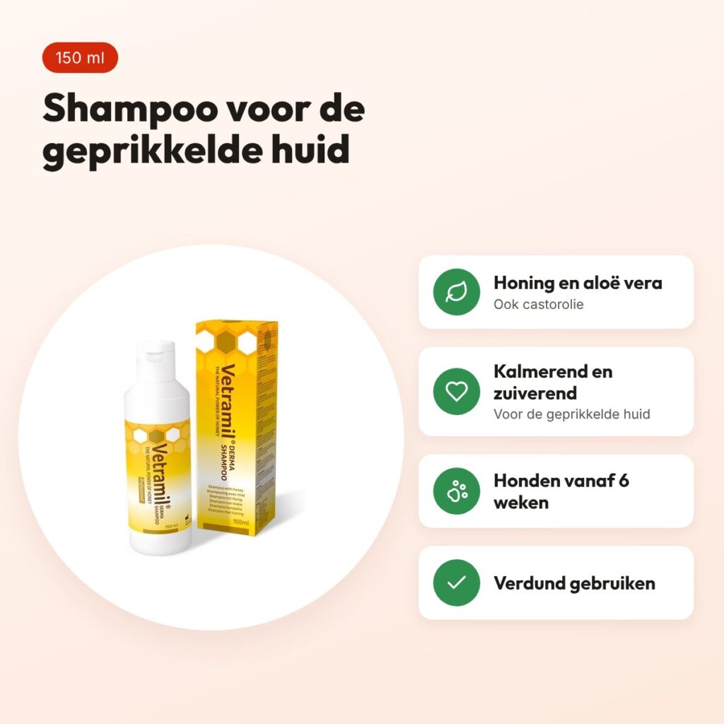 Vetramil Derma hondenshampoo 150 ml – honing en aloë vera, geprikkelde huid – voordelen