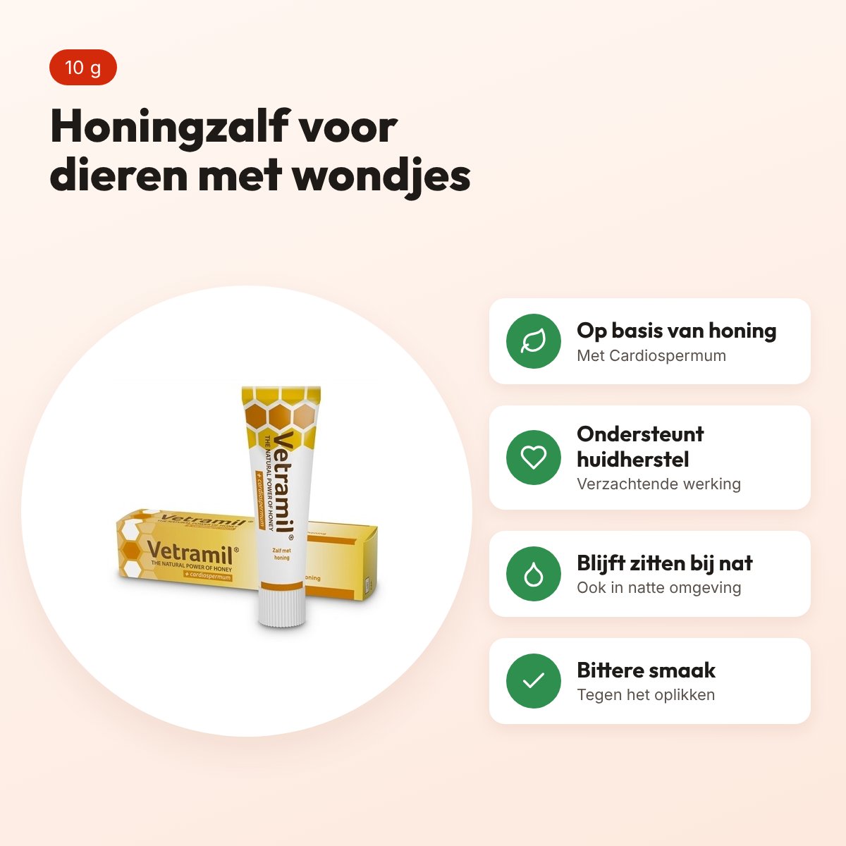 Vetramil honingzalf met Cardiospermum 10 g – voor dieren met wondjes – voordelen