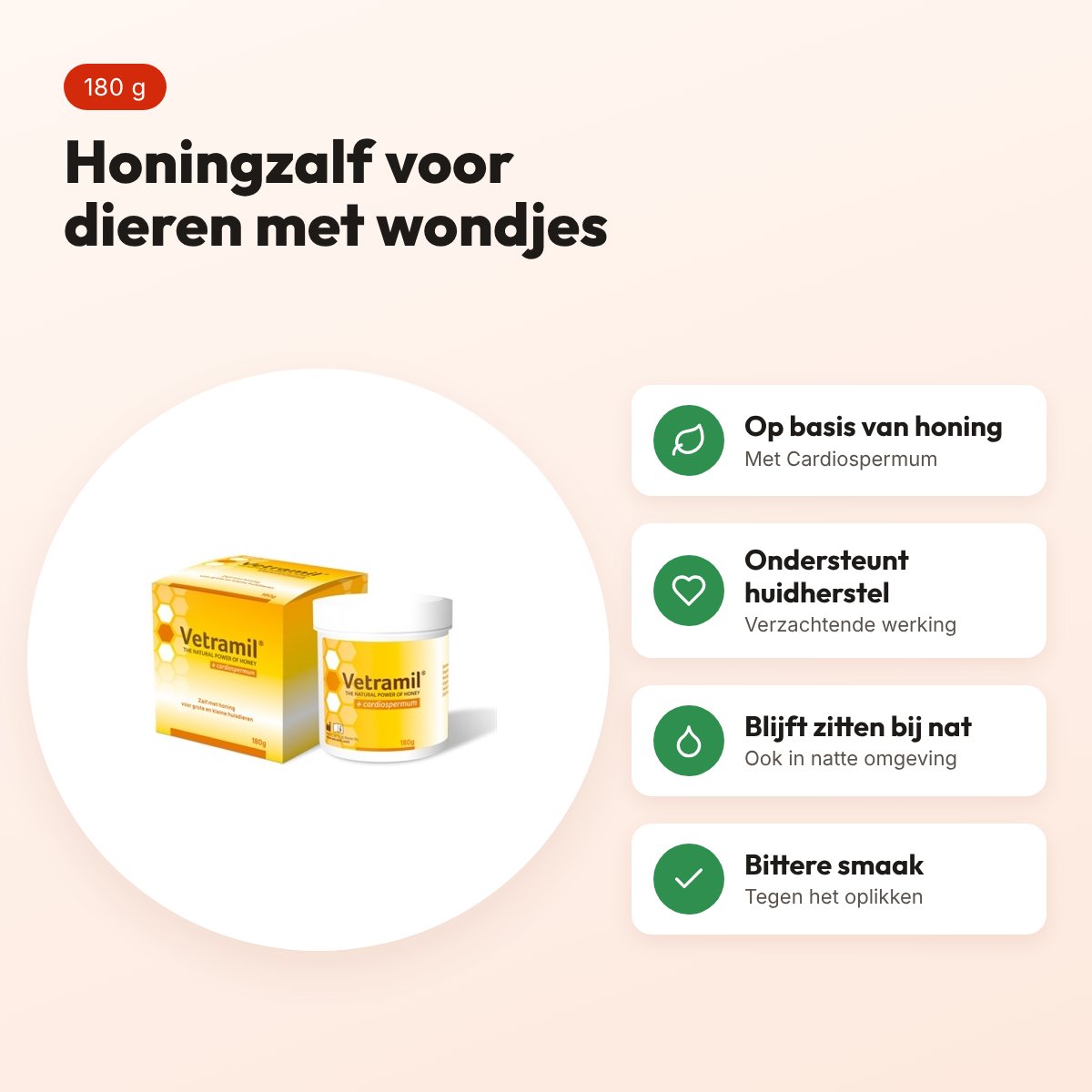 Vetramil honingzalf met Cardiospermum 180 g – voor dieren met wondjes – voordelen