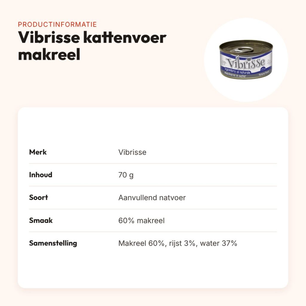 Vibrisse kattenvoer makreel 70 g – aanvullend natvoer, rijk aan vocht – productinformatie