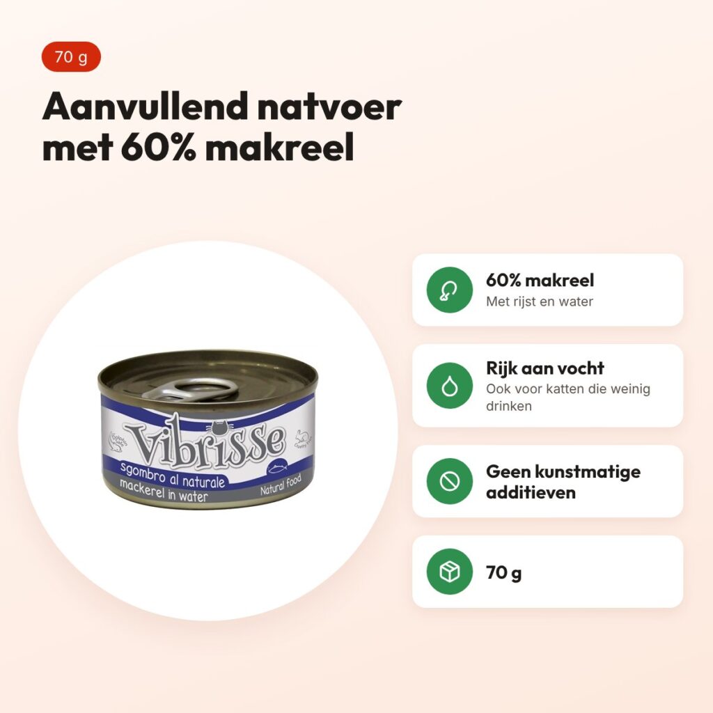 Vibrisse kattenvoer makreel 70 g – aanvullend natvoer, rijk aan vocht – voordelen