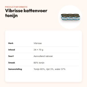 Vibrisse kattenvoer tonijn 24 x 70 g – aanvullend natvoer met rijst – productinformatie