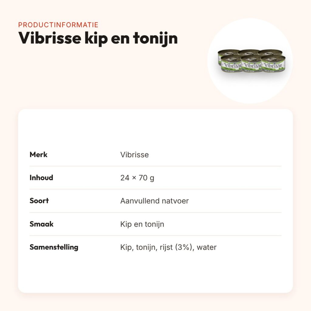 Vibrisse kattenvoer tonijn en kip 24 x 70 g – aanvullend natvoer – productinformatie