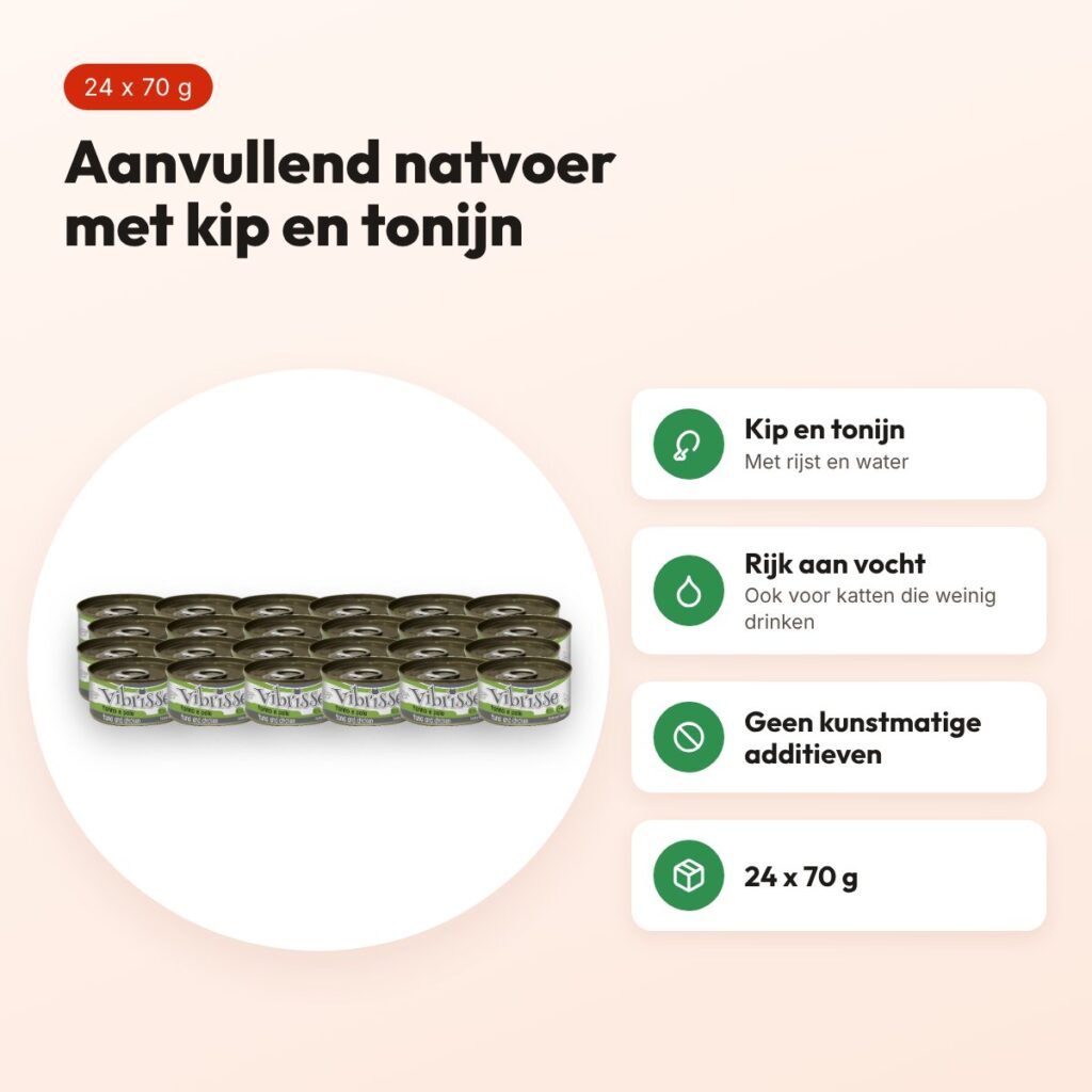 Vibrisse kattenvoer tonijn en kip 24 x 70 g – aanvullend natvoer – voordelen