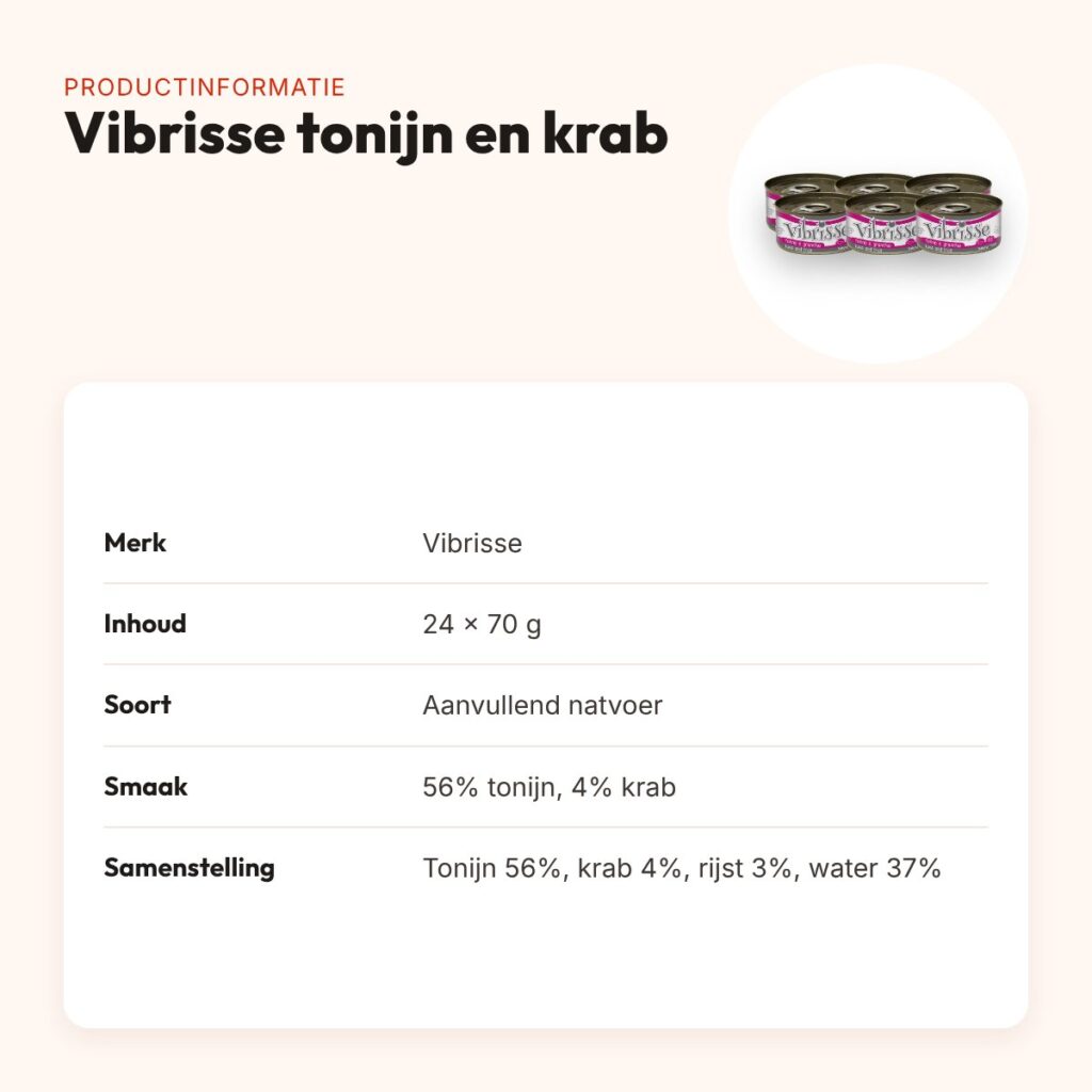 Vibrisse kattenvoer tonijn en krab 24 x 70 g – aanvullend natvoer – productinformatie