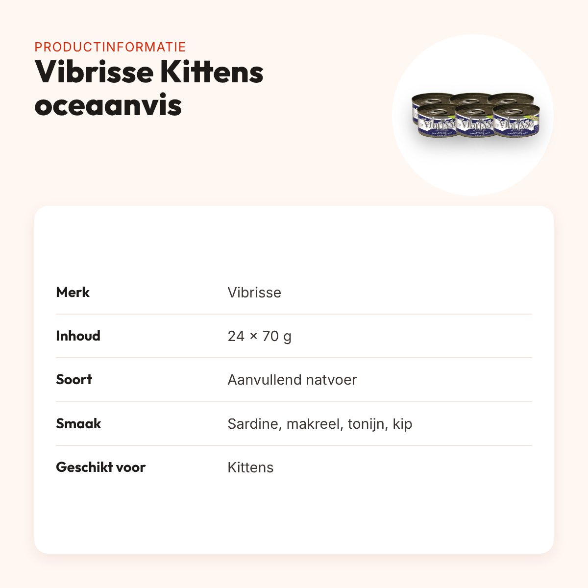 Vibrisse Kittens natvoer oceaanvis 24 x 70 g – aanvullend – productinformatie