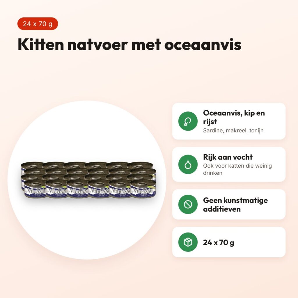 Vibrisse Kittens natvoer oceaanvis 24 x 70 g – aanvullend – voordelen