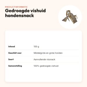 Vishuid gedroogd 100 g – snack voor middelgrote en grote honden – productinformatie