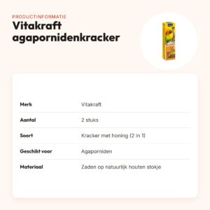 Vitakraft agapornidenkracker honing 2 in 1 – 2 stuks – productinformatie