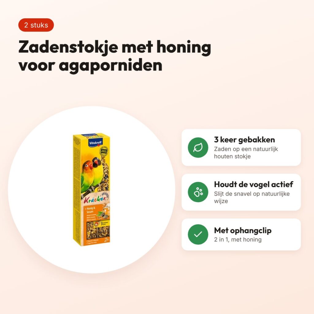 Vitakraft agapornidenkracker honing 2 in 1 – 2 stuks – voordelen
