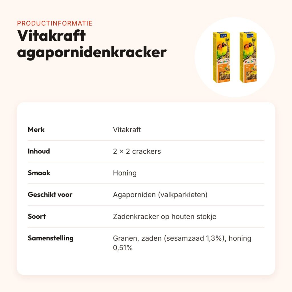 Vitakraft agapornidenkracker honing 2-in-1 – multipack 2 x 2 stuks – productinformatie