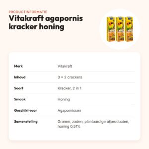 Vitakraft agapornis kracker honing 2 in 1 – multipack 3 x 2 stuks – productinformatie