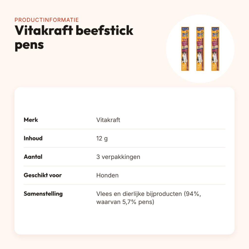 Vitakraft beefstick hond met pens 12 g – hartige snack – multipack 3 stuks – productinformatie