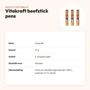 Vitakraft beefstick hond met pens 12 g – hartige snack – multipack 3 stuks – productinformatie