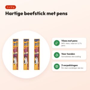 Vitakraft beefstick hond met pens 12 g – hartige snack – multipack 3 stuks – voordelen