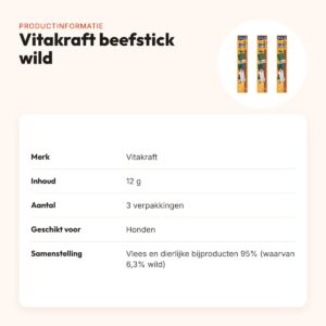Vitakraft beefstick hond met wild 12 g – hartige snack – multipack 3 stuks – productinformatie