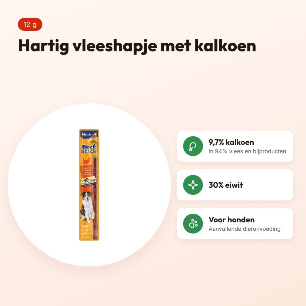Vitakraft Beefstick kalkoen 12 g – hartig vleeshapje voor honden – voordelen
