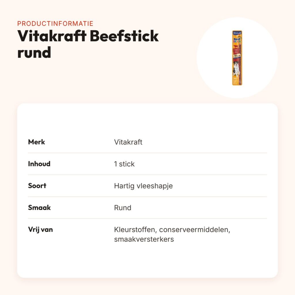 Vitakraft Beefstick rund – 1 stick, zonder kleurstoffen – productinformatie