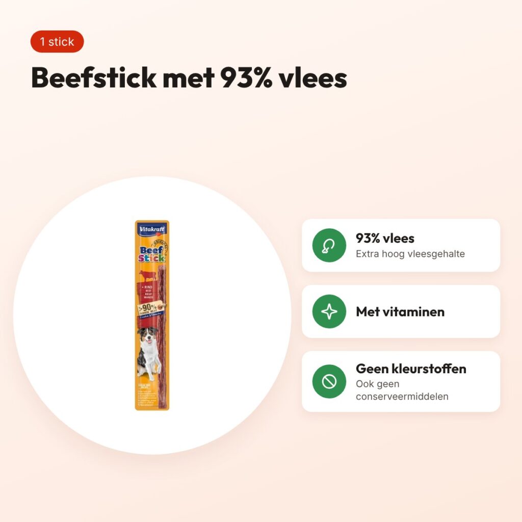 Vitakraft Beefstick rund – 1 stick, zonder kleurstoffen – voordelen