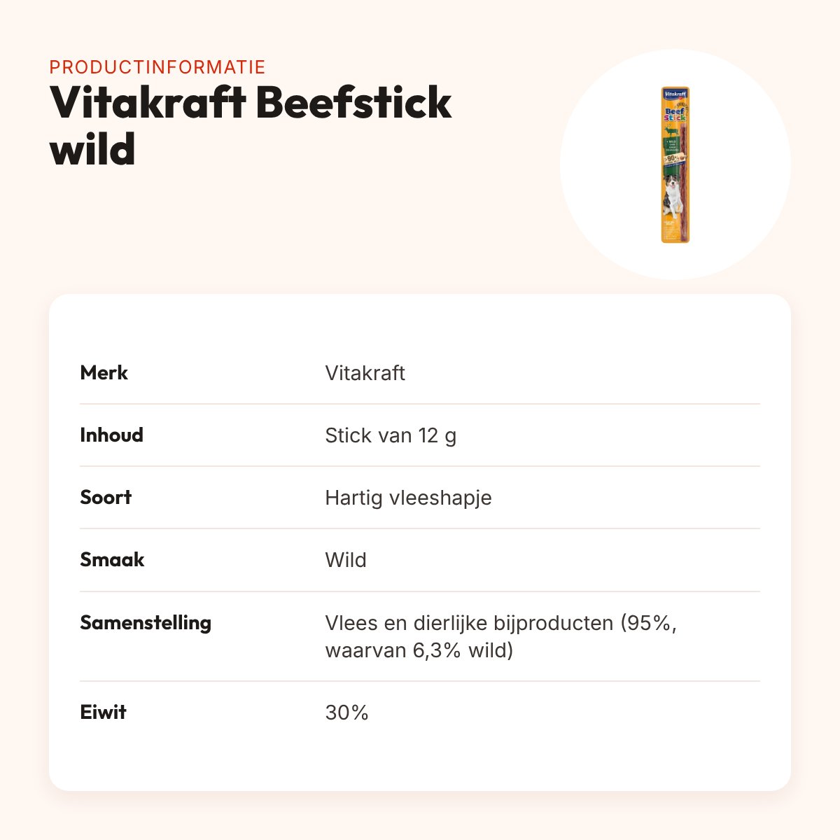 Vitakraft Beefstick wild 12 g – hartig vleeshapje voor honden – productinformatie