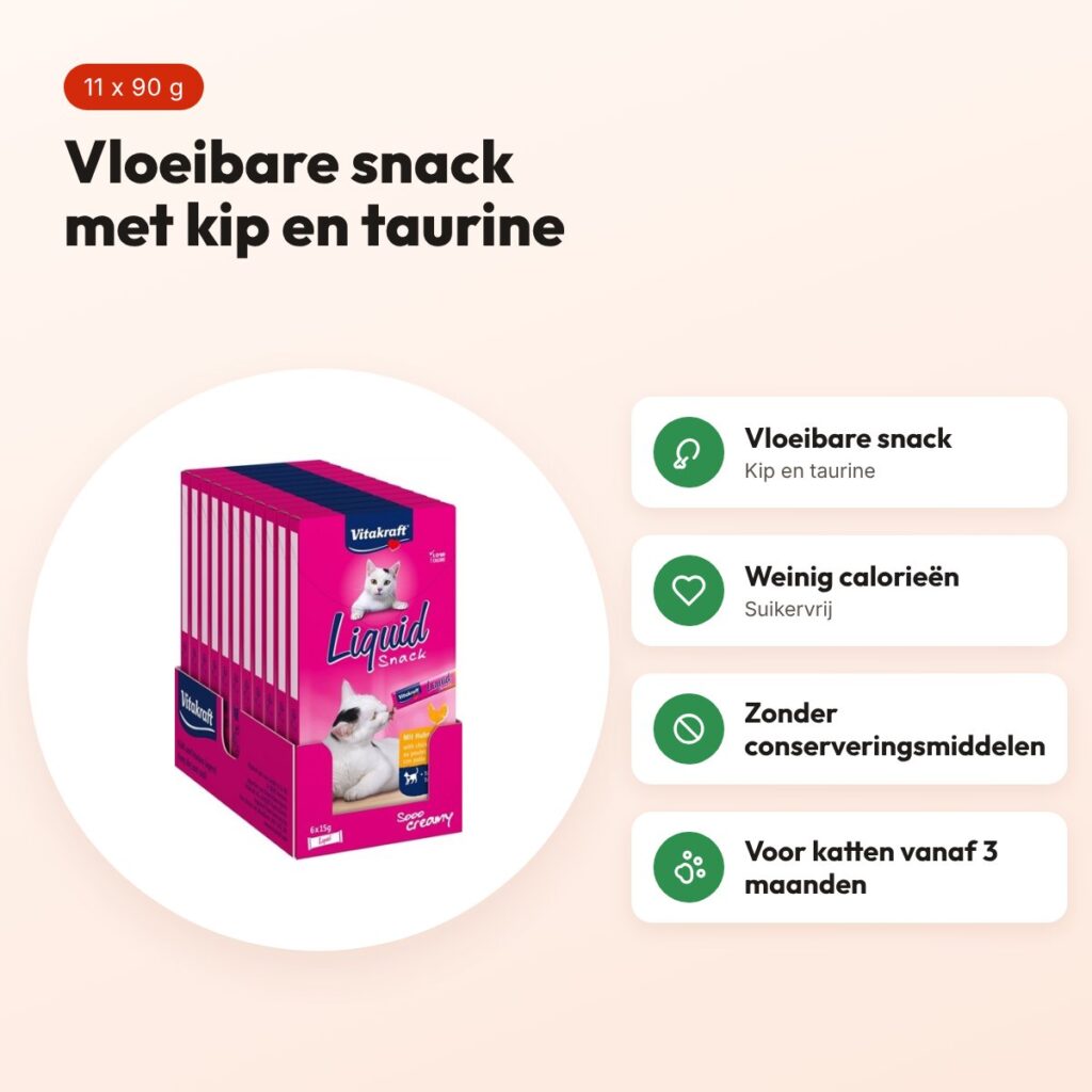 Vitakraft Cat-Liquid Snack kip en taurine 11 x 90 g – voordelen