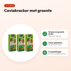 Vitakraft cavia kracker groente 2 in 1 – multipack 3 x 2 stuks – voordelen