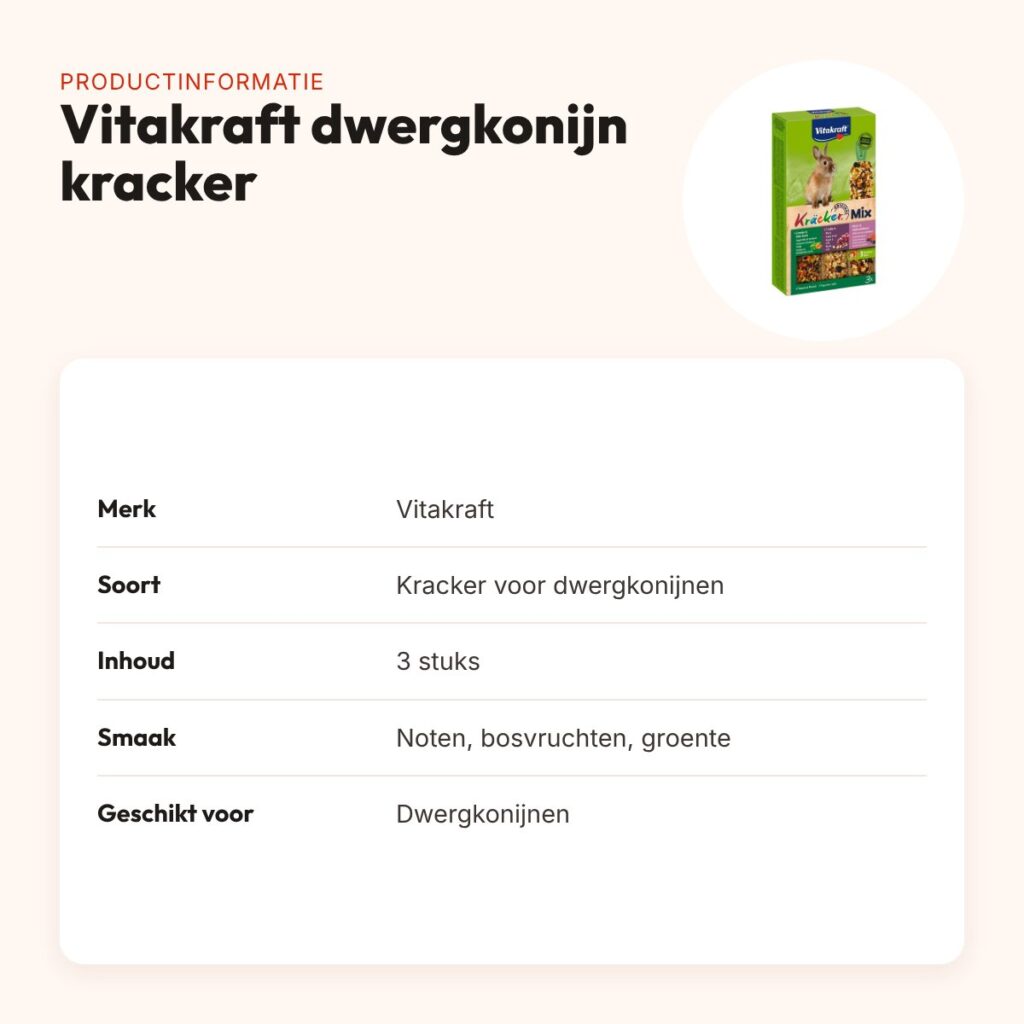 Vitakraft dwergkonijn kracker noten, bosvruchten, groente 3 in 1 – 3 stuks – productinformatie