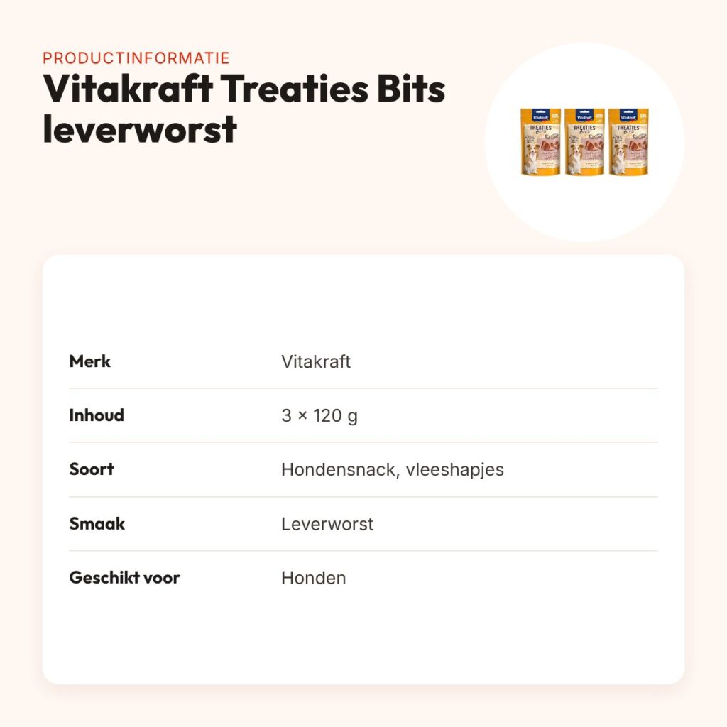 Vitakraft hondensnack Treaties Bits leverworst 120 g – multipack 3 stuks – productinformatie