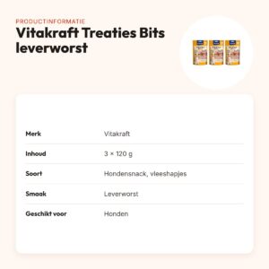 Vitakraft hondensnack Treaties Bits leverworst 120 g – multipack 3 stuks – productinformatie
