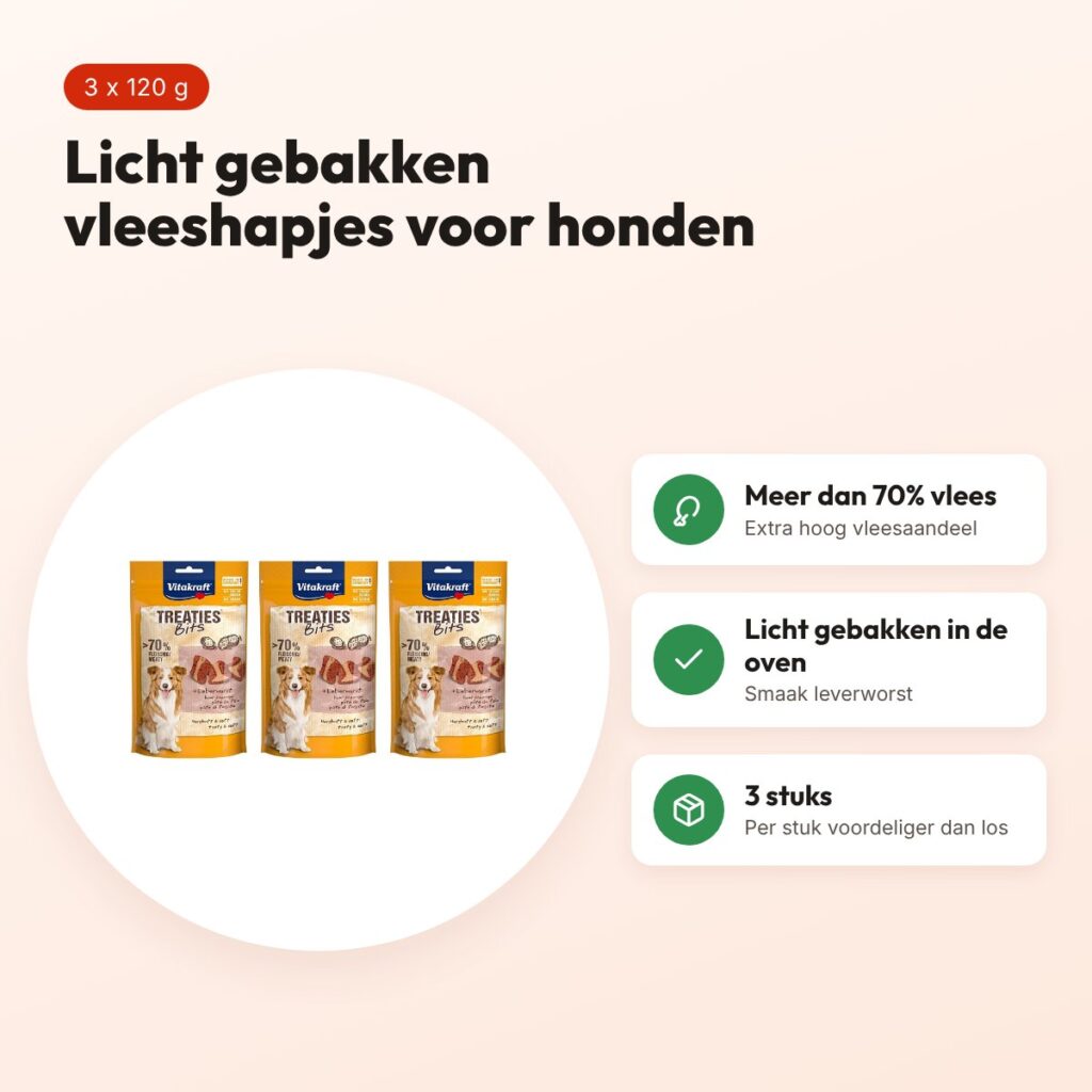 Vitakraft hondensnack Treaties Bits leverworst 120 g – multipack 3 stuks – voordelen