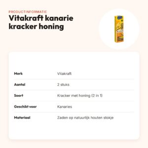 Vitakraft kanarie kracker honing 2 in 1 – 2 stuks – productinformatie