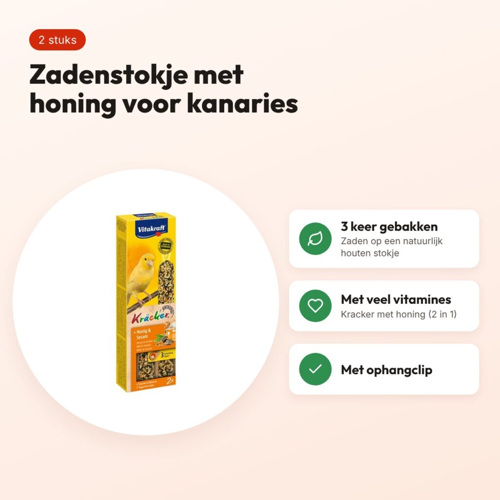 Vitakraft kanarie kracker honing 2 in 1 – 2 stuks – voordelen